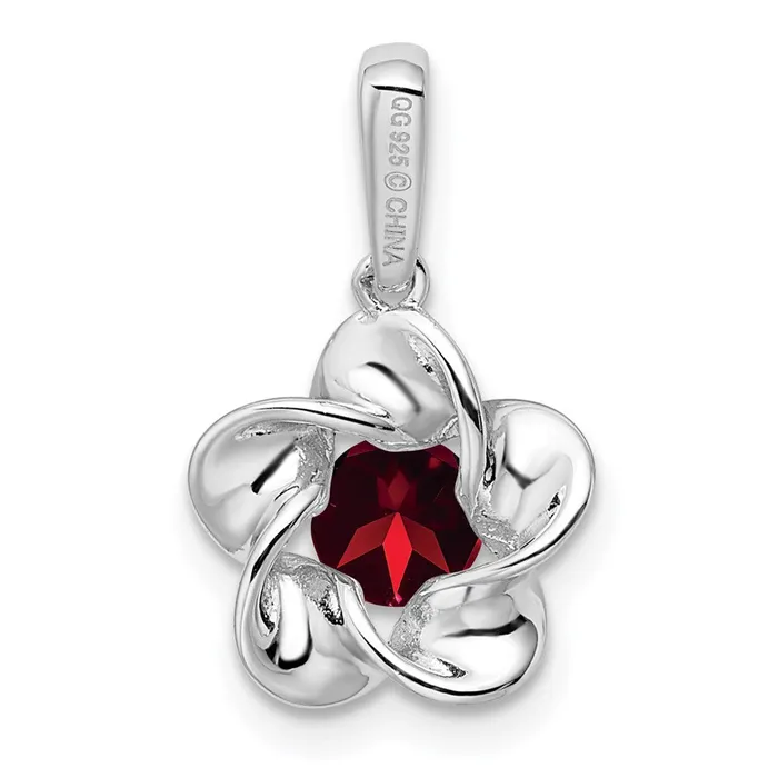 Sterling Silver Rhodiumplated Floral Created Ruby Pendant Goldia Necklaces