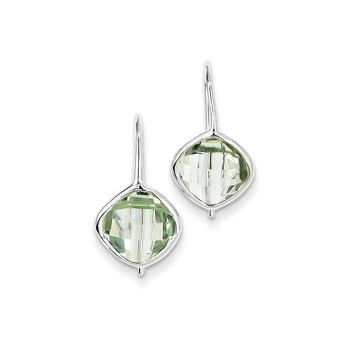 Sterling Silver Rhodium Plated Green Quartz Dangle Earrings Goldia Earrings Sterling Silver Rhodium Plated Green Quartz Dangle Earrings Goldia Earrings