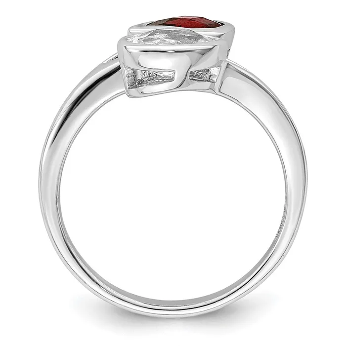 Sterling Silver Rhodiumplated Polished Garnet u0026 White Topaz ByPass Ring Goldia Rings