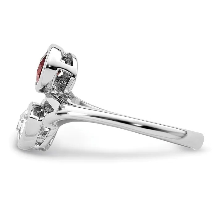 Sterling Silver Rhodiumplated Polished Garnet u0026 White Topaz ByPass Ring Goldia Rings