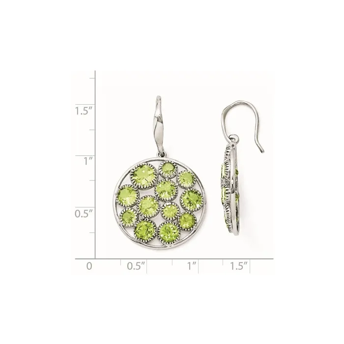 Sterling Silver Rhodium Plated Round Peridot Earrings Goldia Earrings