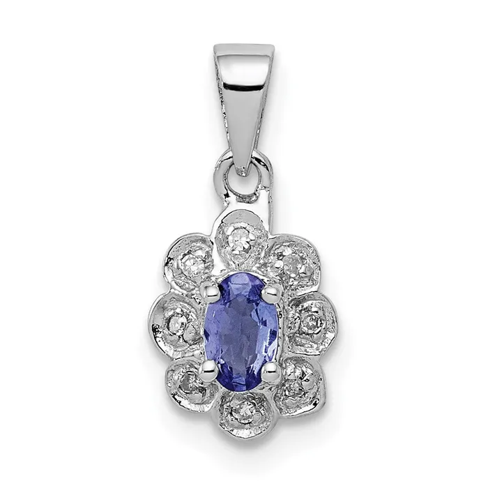 Sterling Silver Rhodiumplated Tanzanite u0026 Diamond Pendant Goldia Necklaces Sterling Silver Rhodiumplated Tanzanite u0026 Diamond Pendant Goldia Necklaces
