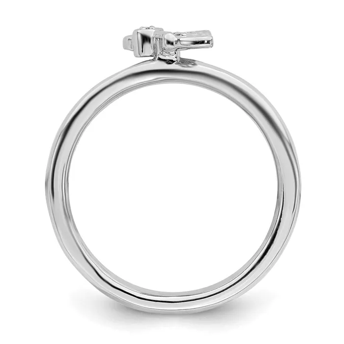 Sterling Silver Stackable Expressions Rhodium Butterfly wDiamond Ring Goldia Rings