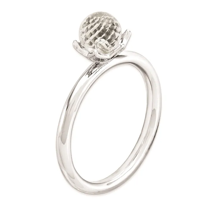 Sterling Silver Stackable Expressions White Topaz Briolette Ring Goldia Rings