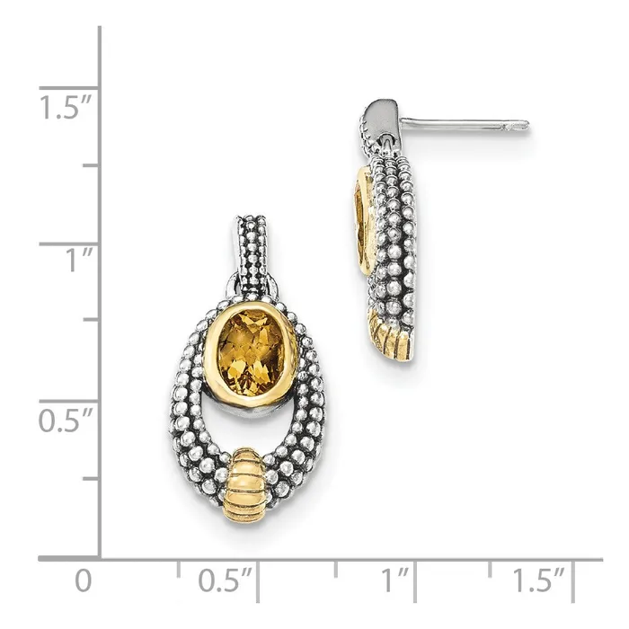 Sterling Silver wGold Flashplating Citrine Dangle Earrings Goldia Earrings