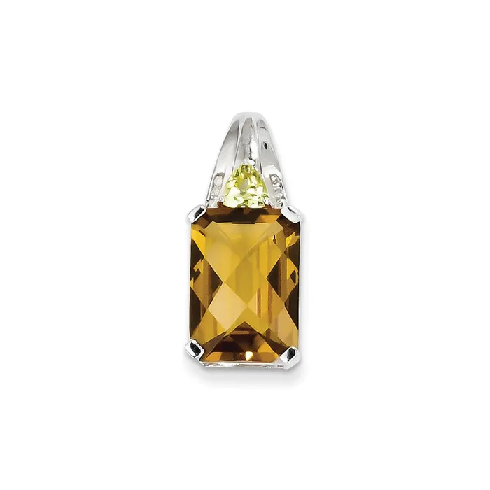 Sterling Silver Whiskey Quartz and Diamond Pendant Goldia Necklaces